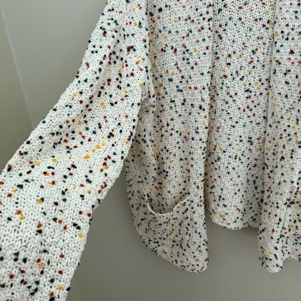 Francesca’s Mi Ami Colorful White Chenille Katie Confetti Long Cardigan - Picture 6 of 11